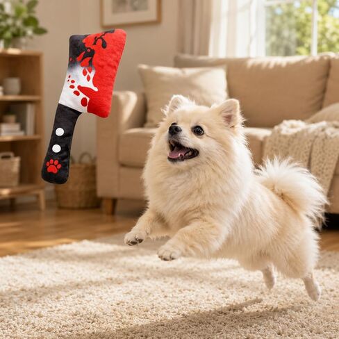 2-Pack Halloween Squeaky Dog Toy Set - Plush Knife and Cleaver Design, Interactive Sound Toys for Dogs, Perfect for Halloween Play and Chewing Fun in Saudi Arabia