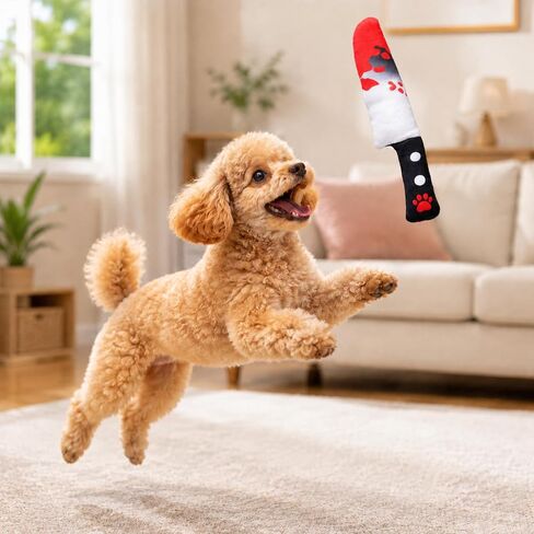 2-Pack Halloween Squeaky Dog Toy Set - Plush Knife and Cleaver Design, Interactive Sound Toys for Dogs, Perfect for Halloween Play and Chewing Fun in Saudi Arabia