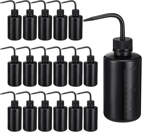 18 Pcs Tattoo Wash Bottle Plastic Squeeze Bottle 250 ml Squirt Bottle Bulk Lash Water Bottle with Narrow Mouth Scale Labels Lab Wash Bottles Cleaning Water Tools, Plant Irrigation (Black) in Kuwait