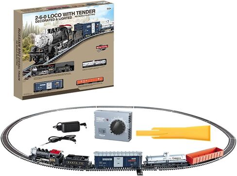 RC Train Model Set, Electric Steam Train Set with Water Smoke Effect, Lights & Sound, 3 Carriages and Metal Track, Forward/Reverse, Vintage Locomotive Model for Hobbyists in Kuwait
