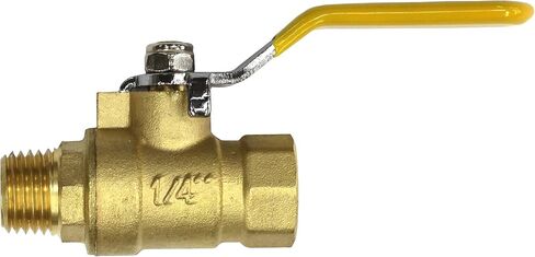 Lead-Free Forged Brass Air Compressor In-Line Ball Shut Off Valve, Quarter Turn, 1/4" Male NPT (MNPT) X 1/4" Female NPT (FNPT) Qty: 2 in Kuwait