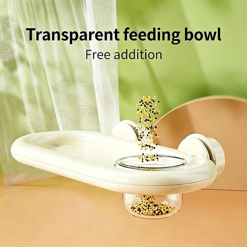 Bird Feeding Platform,bird feeder for cage,Parrot Rest Station with Food Bowl, Parrot Cage Perch,bird perches for Cages,Platform with Feeding Bowl for Parakeets and Small Birds cage Accessories(White) in Kuwait