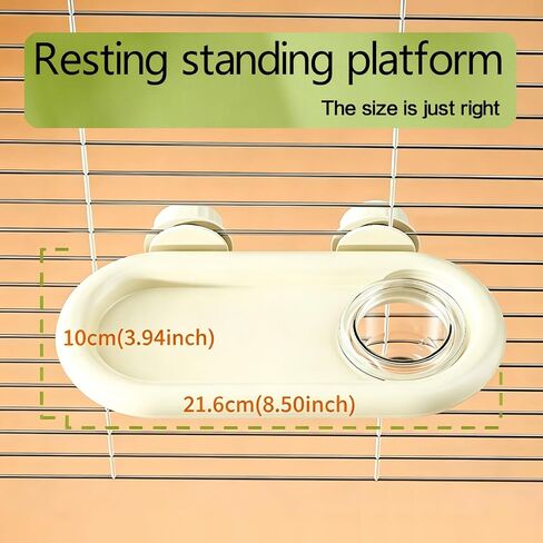 Bird Feeding Platform,bird feeder for cage,Parrot Rest Station with Food Bowl, Parrot Cage Perch,bird perches for Cages,Platform with Feeding Bowl for Parakeets and Small Birds cage Accessories(White) in Kuwait
