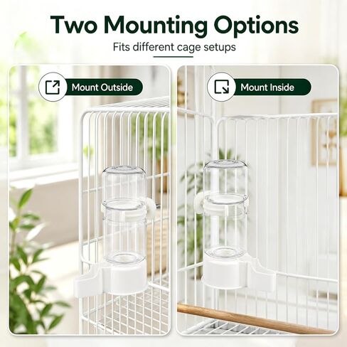 2 Pcs Bird Water Dispenser, 4.73 FL OZ Parrot Water Feeder, White Parrot Waterer for Small Parakeet, Cockatiel. Budgie and Lovebirds in Kuwait