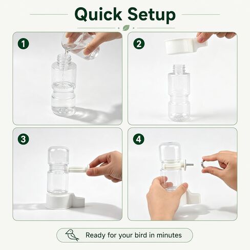 2 Pcs Bird Water Dispenser, 4.73 FL OZ Parrot Water Feeder, White Parrot Waterer for Small Parakeet, Cockatiel. Budgie and Lovebirds in Kuwait