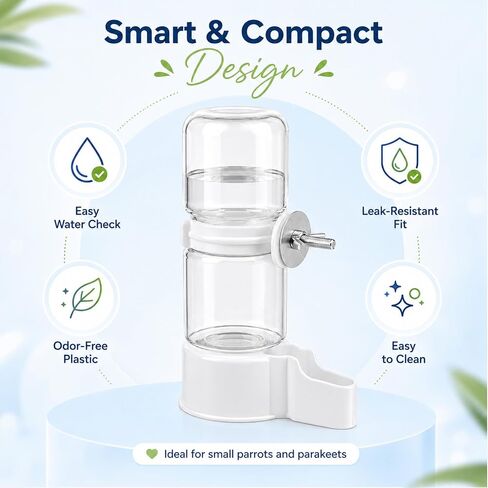 2 Pcs Bird Water Dispenser, 4.73 FL OZ Parrot Water Feeder, White Parrot Waterer for Small Parakeet, Cockatiel. Budgie and Lovebirds in Kuwait