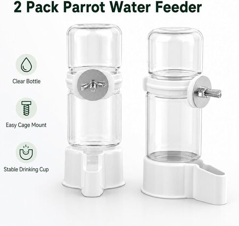 2 Pcs Bird Water Dispenser, 4.73 FL OZ Parrot Water Feeder, White Parrot Waterer for Small Parakeet, Cockatiel. Budgie and Lovebirds in Kuwait