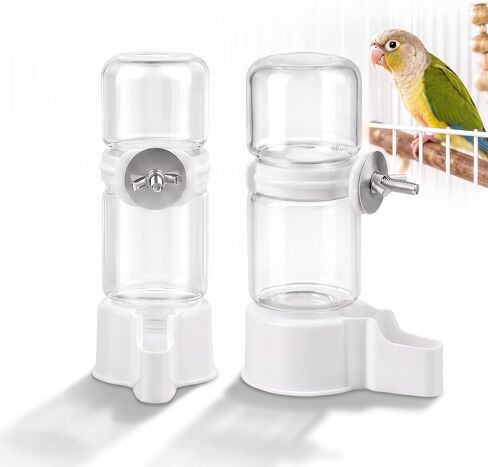 2 Pcs Bird Water Dispenser, 4.73 FL OZ Parrot Water Feeder, White Parrot Waterer for Small Parakeet, Cockatiel. Budgie and Lovebirds in Kuwait