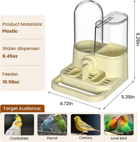 2-in-1 Automatic No Mess Bird Feeder & Gravity Waterer Dispenser for Cage in Kuwait