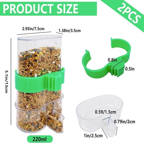 2 Pack Bird Water Dispenser and Feeder for Parakeet Cage Accessories in Kuwait
