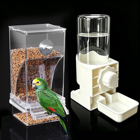 Lemtrflo No Mess Bird Cage Feeder, Automatic Bird Water Dispenser in Kuwait