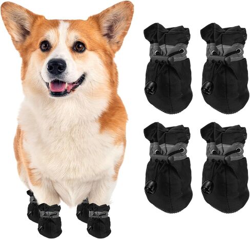4Pcs Dog Shoes Dog Boots Paw Protector Anti-Slip Sole 2"x1.6" in Kuwait
