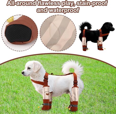 Anti Dirt Pants for Small Dogs, Upgraded Adjustable Suspender Dust Free Waterproof Full-Leg Protective Rain Boots Non-Slip Paw Protector Shoes Gear for 8-15lbs Dogs Outdoor Walking & Hiking in Kuwait