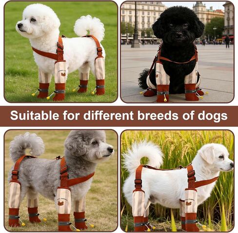 Anti Dirt Pants for Small Dogs, Upgraded Adjustable Suspender Dust Free Waterproof Full-Leg Protective Rain Boots Non-Slip Paw Protector Shoes Gear for 8-15lbs Dogs Outdoor Walking & Hiking in Kuwait
