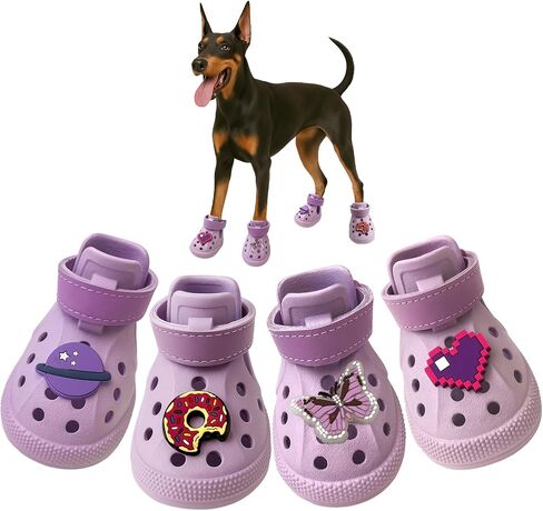 Dog Shoes,Non-Slip Waterproof Sandals for Hot Pavement, Breathable Perforated Boots,Adjustable Straps Dog Rain Booties for Summer Beach and Rainy Day(Beige,#8) in Kuwait