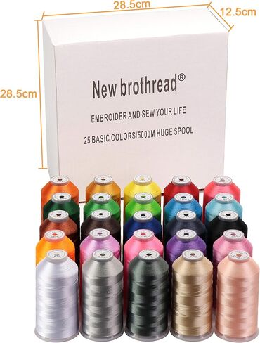 New brothread 25 Basic Color Huge Spool Polyester Embroidery Machine Thread in Kuwait