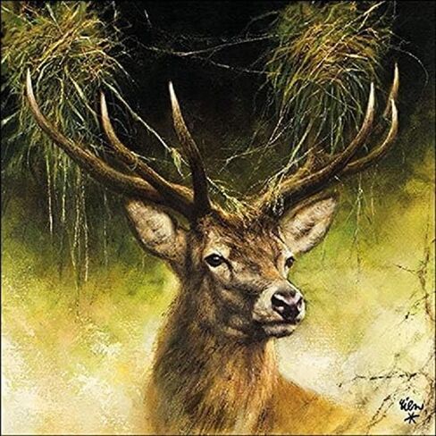 Set of 2 Individual Decoupag Paper Party Napkin Fores Deer Buck Doe Watercolor Decor Luncheon Napkins for a Birthday holiday, Wedding, Cocktail Party in Saudi Arabia