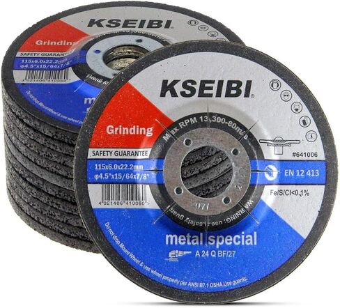 KSEIBI 651006 Grinding Wheels 25-Pack, Aluminum Oxide Discs for Metal & Stainless Steel, 4-1/2" x 1/4" x 7/8", Aggressive Grinding for Angle Grinders, Depressed Center Design in Kuwait