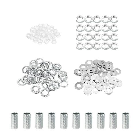 PATIKIL M10 Thread 3.94" Lamp Pipe Kit with Lock Nuts Washers, Fasteners Assortment Hardware for Chandelier Ceiling Light DIY, Zinc Plating in Kuwait