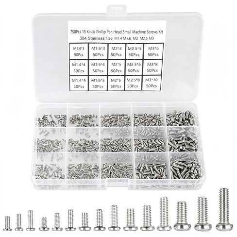 HanTof 800pcs M1/M1.2/M1.4/M1.6/M1.7 Tiny Screws for Electronics, Very Small Phillips Pan Head Machine Screws, Micro screws, Mini Screws Assortment Kit for Electronic Repair,Nickel-Plated Carbon Steel in Kuwait