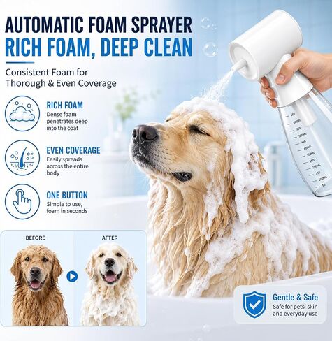 650ml Electric Dog Shampoo Dispenser, Rechargeable Foam Sprayer in Kuwait