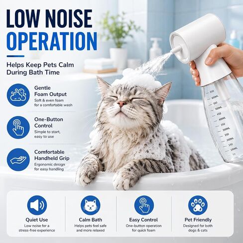 650ml Electric Dog Shampoo Dispenser, Rechargeable Foam Sprayer in Kuwait
