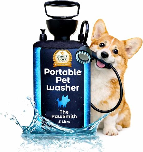 Portable Dog Washer 2.1 Gallon, Manual Shower Kit with Brush Head & Neoprene Jacket, for Home, Travel, or Outdoor Use (Large) in Kuwait