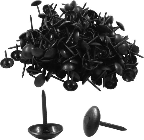 200Pcs Black Upholstery Tacks, Antique Round Metal Thumb Tacks Furniture Upholstery Pins for Cork Board, Sofa, Craft, DIY Decoration (9 x 13mm) in Kuwait