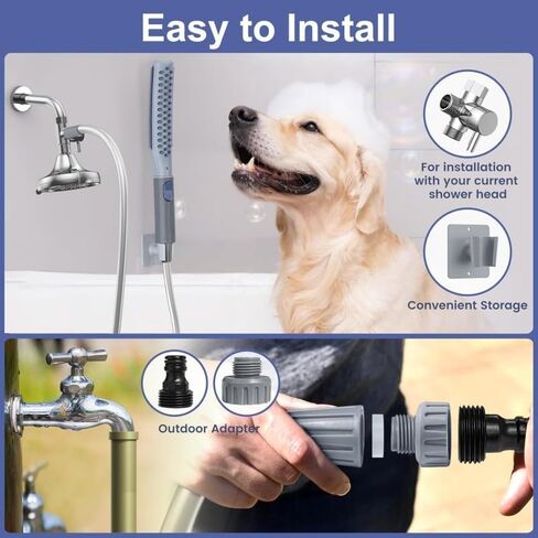 COLMO Dog Shower Attachment, Dog Shower Head with Metal Diverter in Kuwait