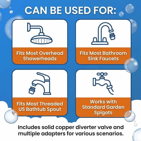 Dog Shower Sprayer Kit with Deodorizing Shower Steamers, Universal Pet Bathing Tool for Indoor & Outdoor Use with Silicone Massage Brush, 8.2ft Extra-Long Hose, Brass Diverter & Lick Mat in Saudi Arabia