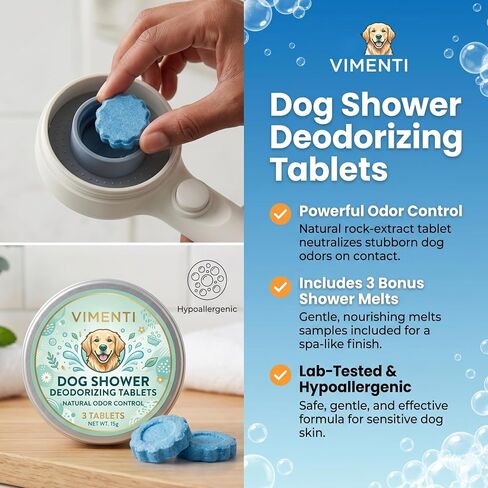 Dog Shower Sprayer Kit with Deodorizing Shower Steamers, Universal Pet Bathing Tool for Indoor & Outdoor Use with Silicone Massage Brush, 8.2ft Extra-Long Hose, Brass Diverter & Lick Mat in Saudi Arabia
