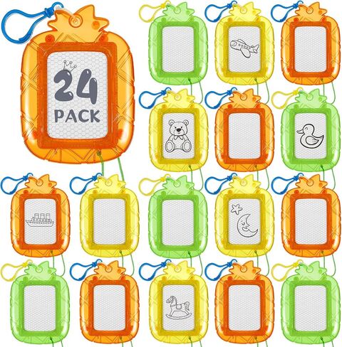 Outus 24 Pcs Mini Magnetic Drawing Boards Goodie Bags Stuffers for Kids Backpack Keychain Clip Drawing Board Erasable Sketch and Painting Pad for Classroom Rewards Party Favors (Pineapple) in Kuwait