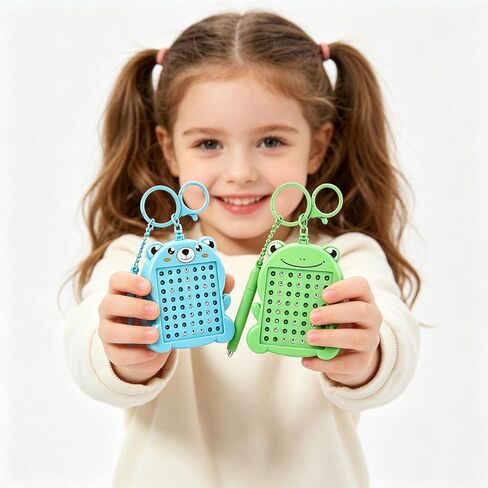 Cute Animal little bear and the frog Magnetic Drawing Board Keychain, Mini Portable Bead Magnet Doodle Board Travel Fidget Toy, Pad Stress Relief Educational Toy Gift for Kids Toddlers Girls Boys in Kuwait