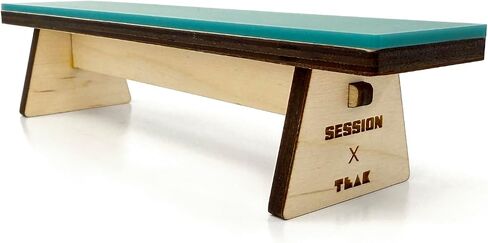 Teak Tuning x Session Wooden Fingerboard Obstacle - The Bench, Baltic Birch Wood with Teal Acrylic Surface, 7 7/8 x 1 3/4 x 1 3/4 Inches in Kuwait