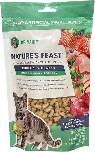 Dr. Marty Nature's Feast Essential Wellness Beef, Salmon and Poultry Dry Cat Food 5.5 oz in Kuwait
