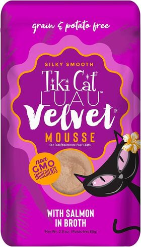 Tiki Cat Luau Velvet Mousse Wet Cat Food, Salmon, 2.8oz Pouch, 12ct in Kuwait