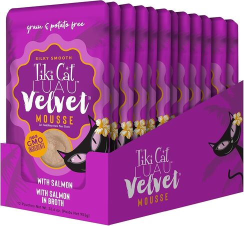 Tiki Cat Luau Velvet Mousse Wet Cat Food, Salmon, 2.8oz Pouch, 12ct in Kuwait