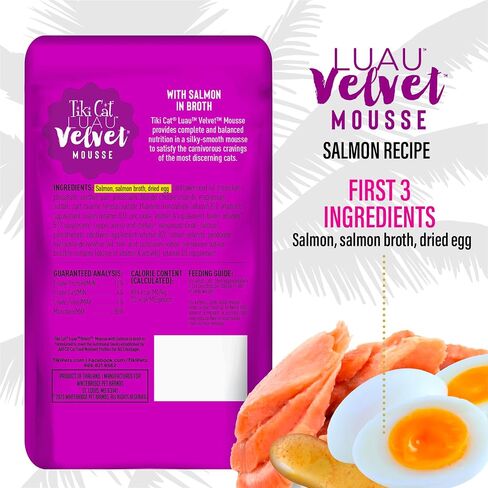 Tiki Cat Luau Velvet Mousse Wet Cat Food, Salmon, 2.8oz Pouch, 12ct in Kuwait