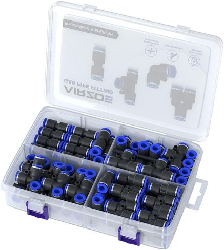 22 PCS 1/2 Inch OD Push to Connect Fittings,7 Straight Tubes+5 Splitters+5 Elbows+5 Tee,Air Quick Connect Fittings Suit in Kuwait