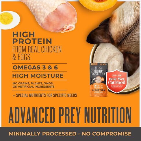 Tiki Cat Solutions Digestion Mousse, Chicken & Egg Recipe in Broth, Formulated to Support Healthy Digestion, Functional Wet Cat Food, 2.4 oz. Pouch (12 Count) in Saudi Arabia
