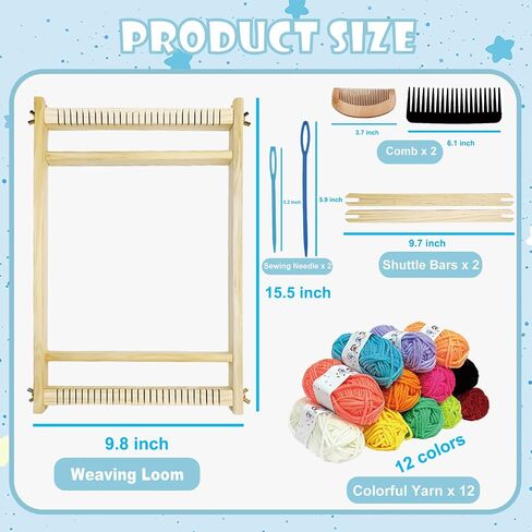 Sawvolker Wooden Weaving Loom Kit with 12 Colors Yarn for Kids and Adult in Kuwait