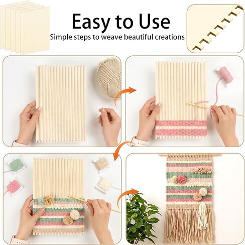 Tosnail 20 Pack Beginners Wooden Looms, 5.9 x 9 Inches Notched Weaving Loom for Adults, Darning Beading Boards, Basket Weaving Tools Kit for Crafts Project, Knitting, Sewing, Crochet in Kuwait