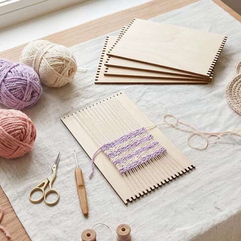 Tosnail 20 Pack Beginners Wooden Looms, 5.9 x 9 Inches Notched Weaving Loom for Adults, Darning Beading Boards, Basket Weaving Tools Kit for Crafts Project, Knitting, Sewing, Crochet in Kuwait