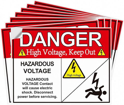 Hazardous Voltage Safety Warning Sticker 3" X 4" Danger Voltage Warning Keep Out Label Decal Vinyl Adhesive High Voltage Electrical Safety Warning Sign Sticker for Battery Bank, in-Wall Safe 8 Pack in Kuwait
