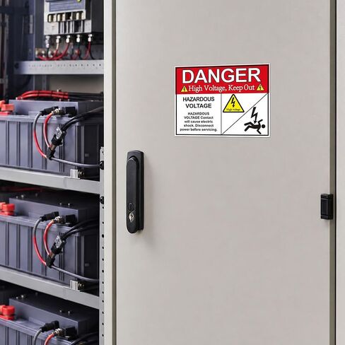Hazardous Voltage Safety Warning Sticker 3" X 4" Danger Voltage Warning Keep Out Label Decal Vinyl Adhesive High Voltage Electrical Safety Warning Sign Sticker for Battery Bank, in-Wall Safe 8 Pack in Kuwait