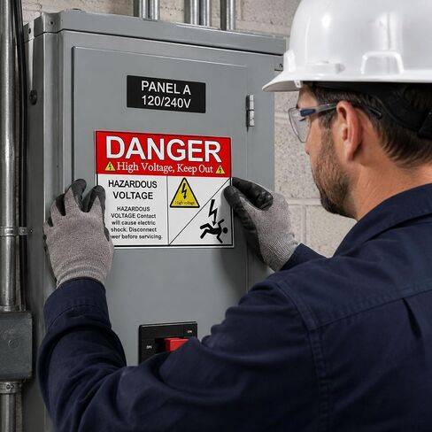 Hazardous Voltage Safety Warning Sticker 3" X 4" Danger Voltage Warning Keep Out Label Decal Vinyl Adhesive High Voltage Electrical Safety Warning Sign Sticker for Battery Bank, in-Wall Safe 8 Pack in Kuwait