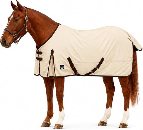 Horse Blanket 600D Ripstop Winter Turnout Blanket, 250 GSM Polyfill, 100% Waterproof & Breathable, Cold Weather Horse Blanket with Secure Fit (Blue w/Black Trim),Size-75 in Kuwait