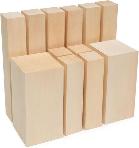 BeaverCraft Basswood Carving Blocks BW12 pcs Whittling Wood Set for Crafts - Wooden Block, Soft Unfinished Wood for Carving in Kuwait