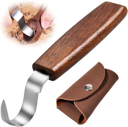 Wood Carving Hook Knife Spoon Carving Knife with Leather Sheath in Saudi Arabia