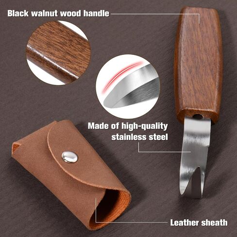 Wood Carving Hook Knife Spoon Carving Knife with Leather Sheath in Saudi Arabia